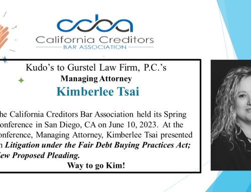 Managing Attorney, Kimberlee Tsai presents at California Creditors Bar Association Spring Conference.